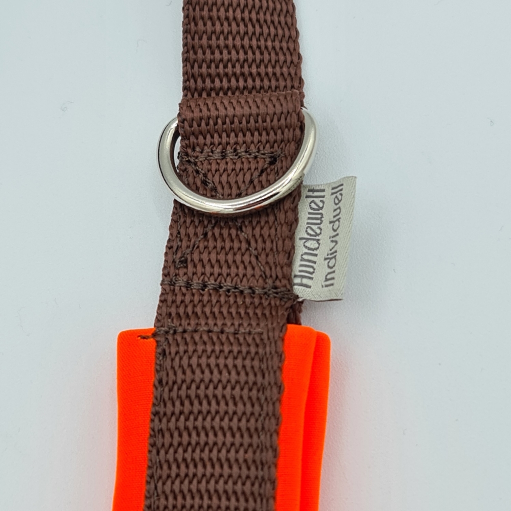 Leine mit weicher Handschlaufe braun und neonorange